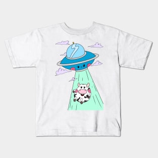 Funny Alien, Cute spaceship, kawaii Alien Kids T-Shirt